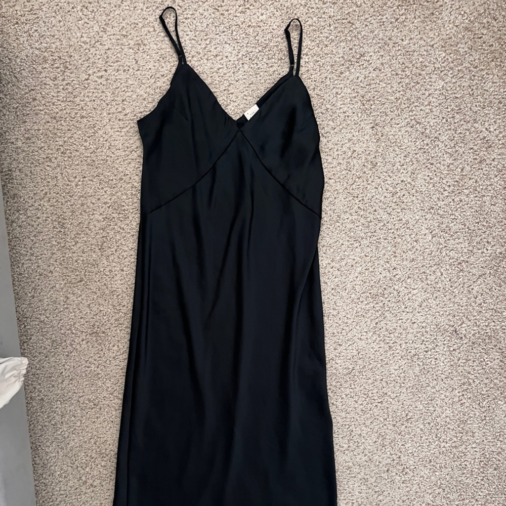 Classic Black Satin Slip Dress